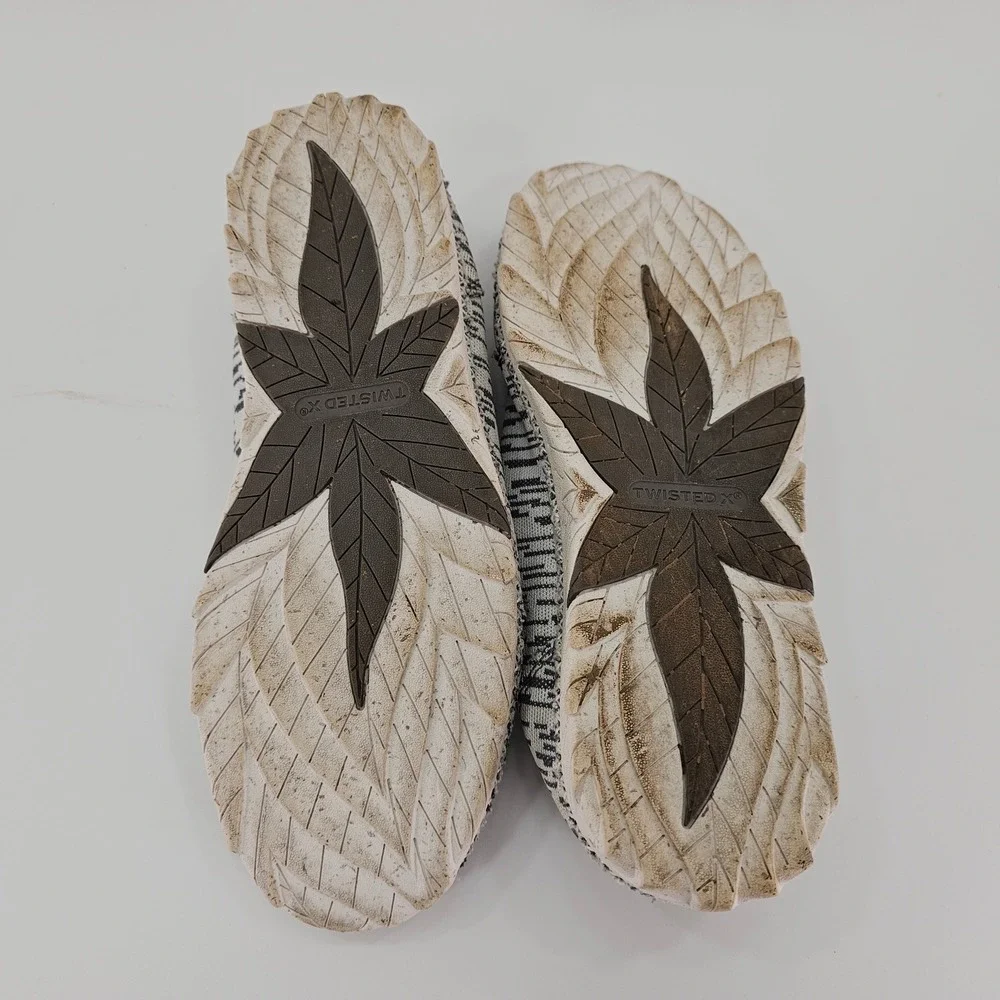 Twisted X‎ Mens EcoTWX Slip On Driving Loafers Grey White Patterned Knit 9.5